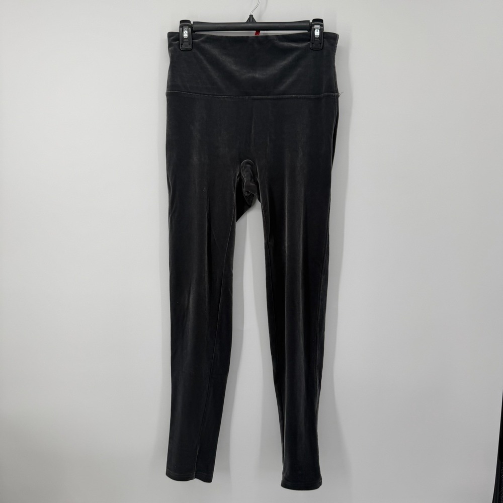 Spanx Green Gray Velvet‎ Leggings Womens Size XL Holiday Christmas Mid Rise
